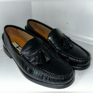 French Shriner BUCHANAN soft-flex dress shoe black tassel pinch loafers mens 7.5